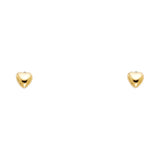 14k Yellow Gold Heart Stud Earrings With Screw Back