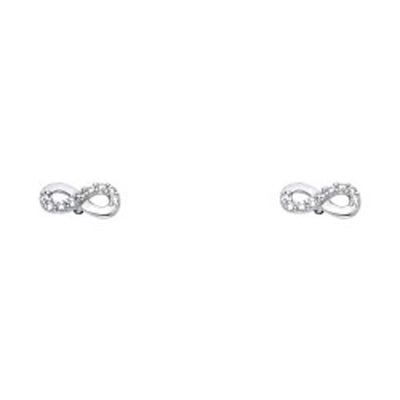 14K White Gold Stud Earrings - Screw Back