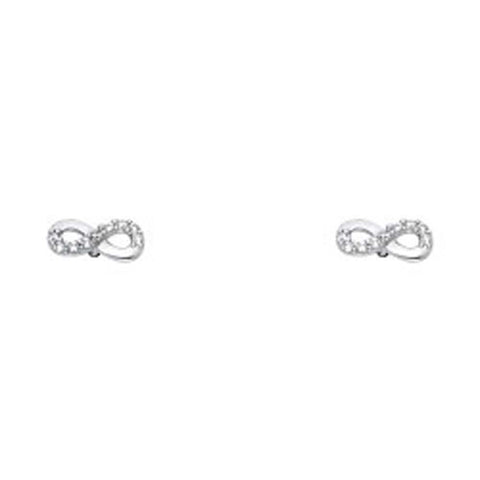 14K White Gold Stud Earrings - Screw Back