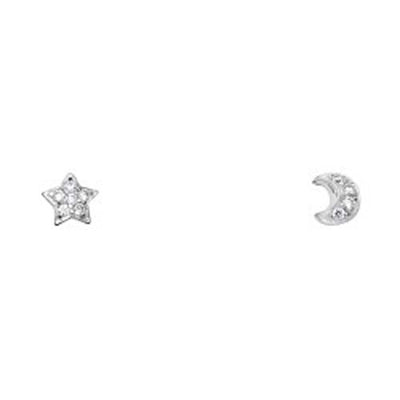 14K White Gold Stud Earrings - Screw Back