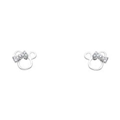 14K White Gold Stud Earrings - Screw Back