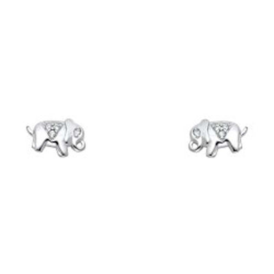 14K White Gold Stud Earrings - Screw Back
