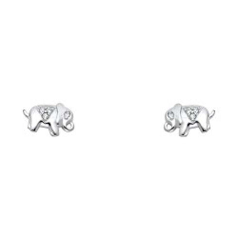 14K White Gold Stud Earrings - Screw Back