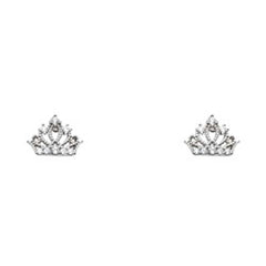 14K White Gold Stud Earrings - Screw Back