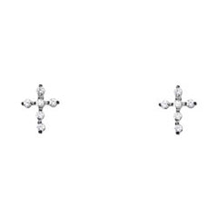 14K White Gold Stud Earrings - Screw Back