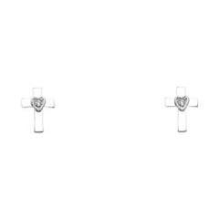 14K White Gold Stud Earrings - Screw Back