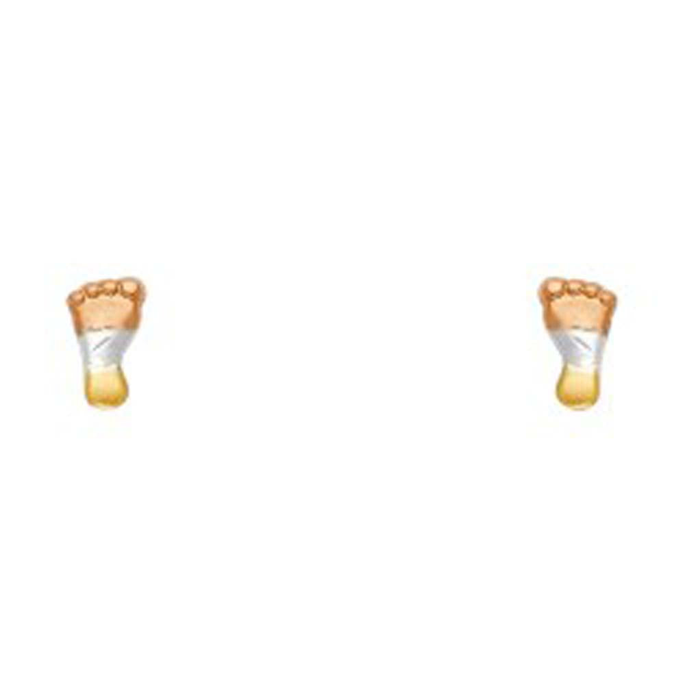 14K Yellow Gold CZ Stud Earrings