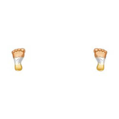 14K Yellow Gold CZ Stud Earrings