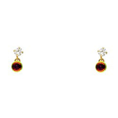 14K Yellow Gold CZ Stud Earrings