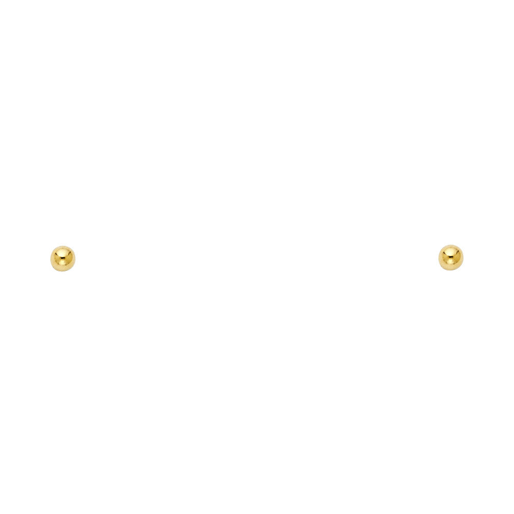 14k White Gold 8mm Ball Stud Earrings With Push Back