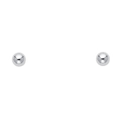 14k White Gold 4mm Ball Stud Earrings With Push Back