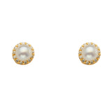 14K Yellow Gold Pearl and Assorted Stud Earrings - Screw Back