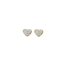 Load image into Gallery viewer, 14K Yellow Gold Heart Stud CZ Earrings