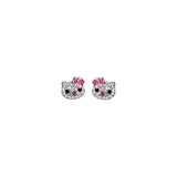 14K Yellow Gold Cat Stud CZ Earrings