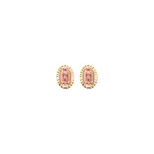 Load image into Gallery viewer, 14K Two Tone Gold Religious Stud CZ Earrings