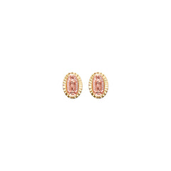14K Two Tone Gold Religious Stud CZ Earrings