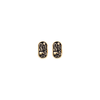 14K Yellow Gold Religious Stud CZ Earrings
