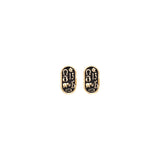 14K Yellow Gold Religious Stud CZ Earrings