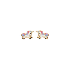 14K Yellow Gold Unicorn Stud Earrings