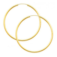 14K Yellow Gold 2mm Endless Hoop Earrings