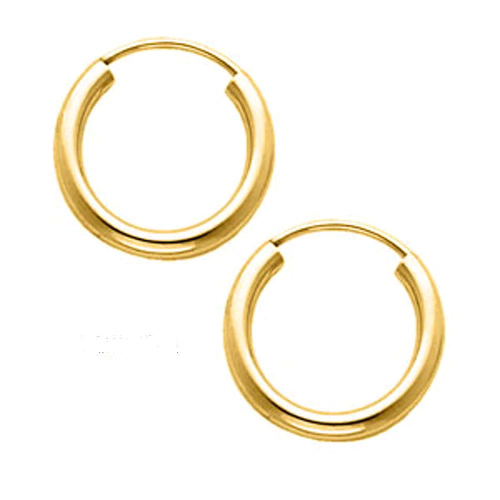 14K Yellow Gold 2mm Endless Hoop Earrings