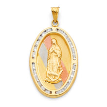 Load image into Gallery viewer, 14K Yellow Gold Guadalupe CZ Religious Pendant