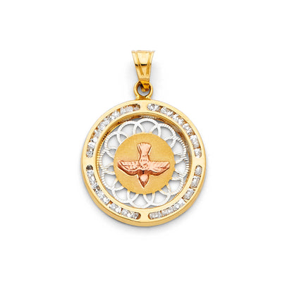 14K Yellow Gold Guadalupe CZ Religious Pendant