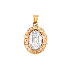 Load image into Gallery viewer, 14K Two Tone Guadalupe CZ Religious Pendant