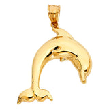 14K Yellow Gold 25mm Dolphin Pendant