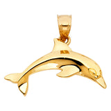 14K Yellow Gold 17mm Dolphin Pendant