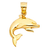 14K Yellow Gold 18mm Dolphin Pendant