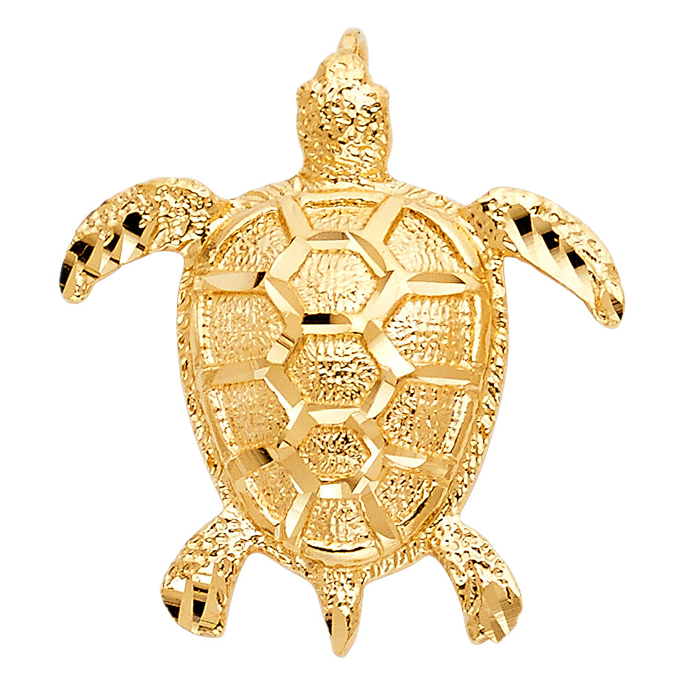 14K Yellow Gold 28mm Turtle Pendant
