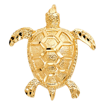 14K Yellow Gold 28mm Turtle Pendant