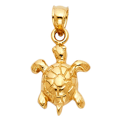14K Yellow Gold 11mm Turtle Pendant