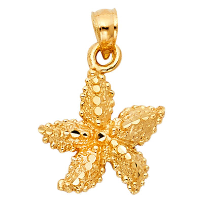 14K Yellow Gold 15mm Starfish Pendant