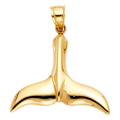 14K Yellow Gold 25mm Tail of Dolphin Pendant