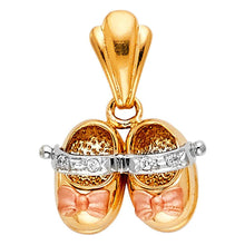 Load image into Gallery viewer, 14K Tri Color 14mm Girl&#39;s Shoes Pendant - silverdepot