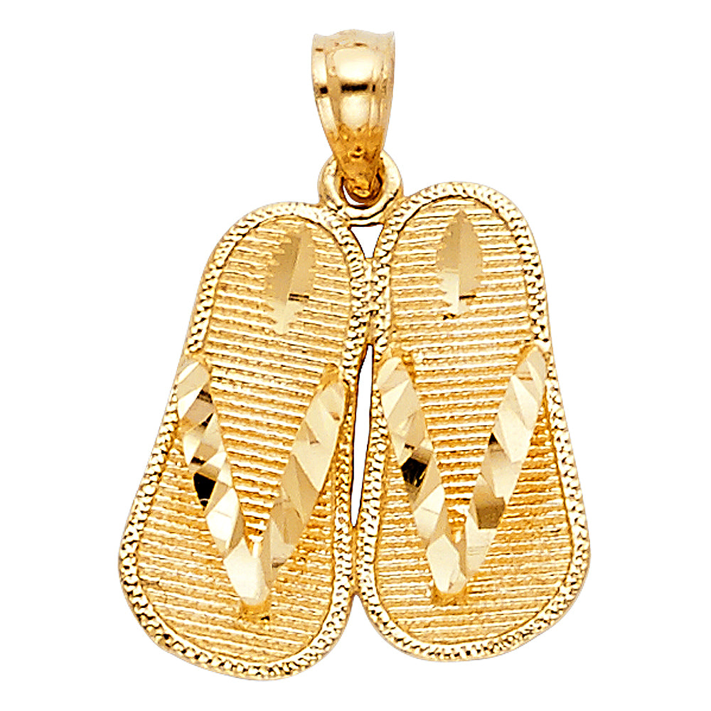 14K Yellow Gold 17mm Sandal Pendant