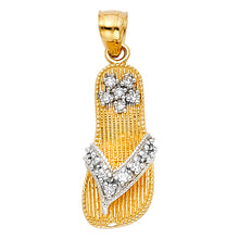 Load image into Gallery viewer, 14K Two Tone 10mm CZ Sandal Pendant