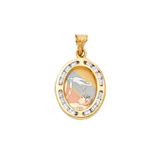 Load image into Gallery viewer, 14K Yellow Gold 13mm Baptism CZ Religious Pendant