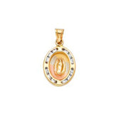 14K Yellow Gold 11mm CZ Religious Pendant