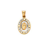 14K Yellow Gold 11mm Guadlupe CZ Religious Pendant