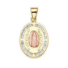 Load image into Gallery viewer, 14K Tri Color 14mm CZ Guadalupe Medal Pendant - silverdepot