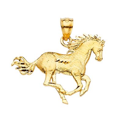 14K Yellow Gold 31mm Horse Pendant