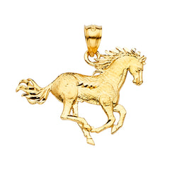 14K Yellow Gold 31mm Horse Pendant
