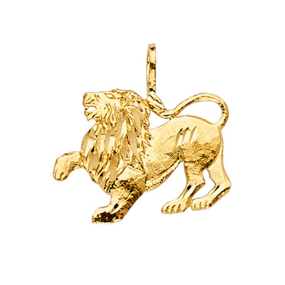 14K Yellow Gold 20mm Lion Pendant