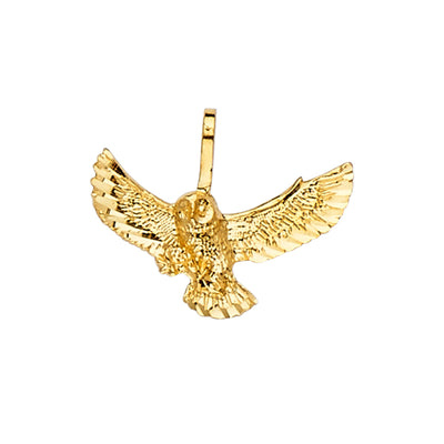 14K Yellow Gold 20mm Owl Pendant