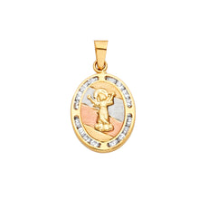 Load image into Gallery viewer, 14K Yellow Gold 13mm CZ Religious Pendant