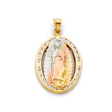 14K Yellow Gold 15mm Guadalupe CZ Religious Pendant