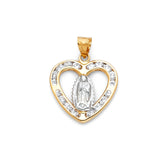 14K Yellow Gold 15mm Guadalupe CZ Religious Pendant